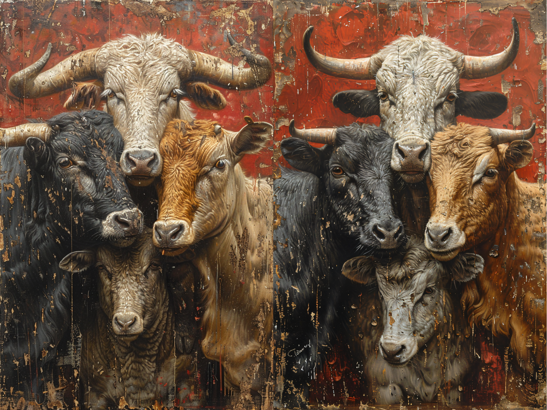 Rustic Cows Artwork
